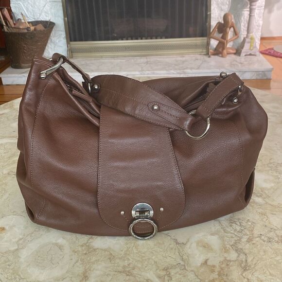 Lamarthe Paris Leather Hobo Shoulder Bag Brown - Picture 2 of 15